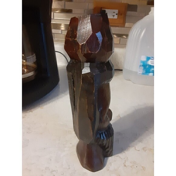 AFRICAN ART Rastafarian Jamaican Hand Carved wooden Man sculpture 8 inch tall - Picture 7 of 11